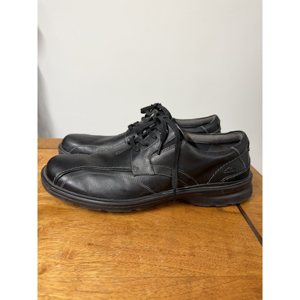 Clarks Men’s 13  Gessler Lace Black Leather Casual Dress Comfort Shoes Loafers